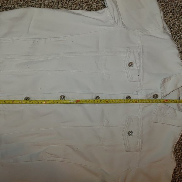 White Distressed Denim Jacket XXL - Picture 2 of 5